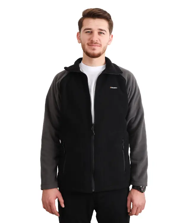 Erkek Polar Ceket - Gri Reglan Kol - ZBPRECKTR10-Siyah-1