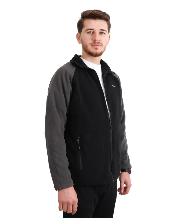 Erkek Polar Ceket - Gri Reglan Kol - ZBPRECKTR10-Siyah-2