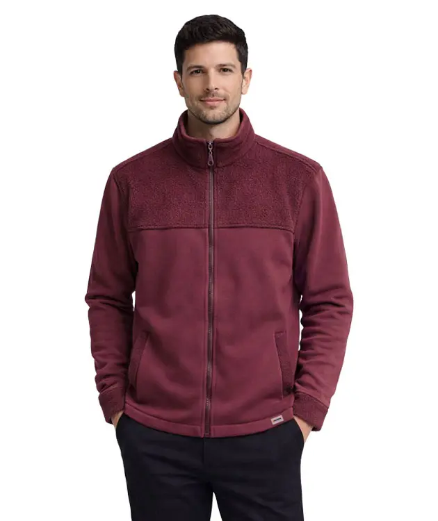 Roba Detaylı &Uuml;&ccedil; İplik Polar Ceket - ZNBRBPLRCK1 Bordo