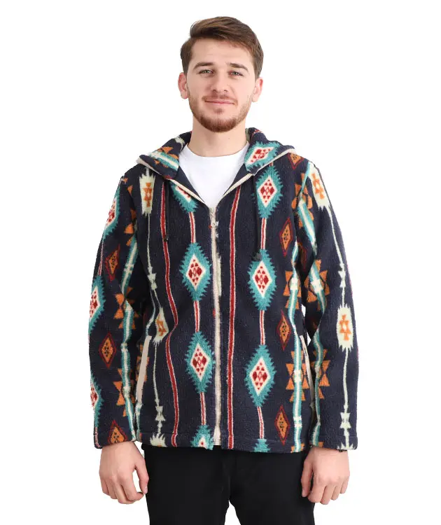 Etnik Desenli Polar Ceket - ZNBETNKCKT1 STANDART