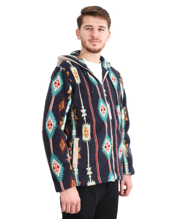 Etnik Desenli Polar Ceket - ZNBETNKCKT1-STANDART-3