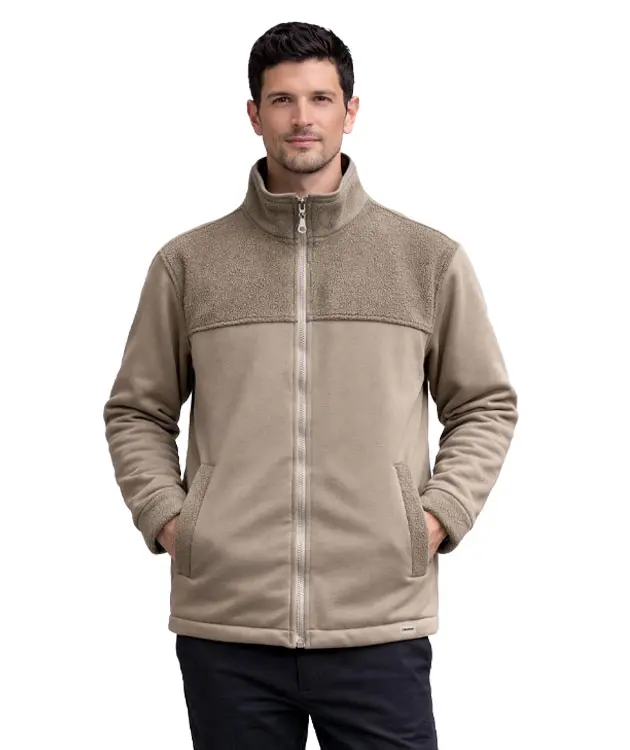 Roba Detaylı &Uuml;&ccedil; İplik Polar Ceket - ZNBRBPLRCK5 Bej