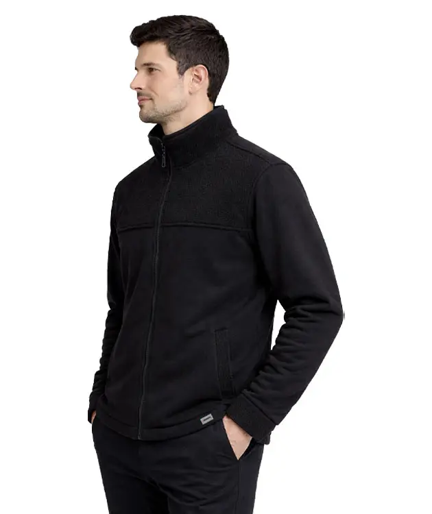 Roba Detaylı &Uuml;&ccedil; İplik Polar Ceket - ZNBRBPLRCK3-Siyah-2