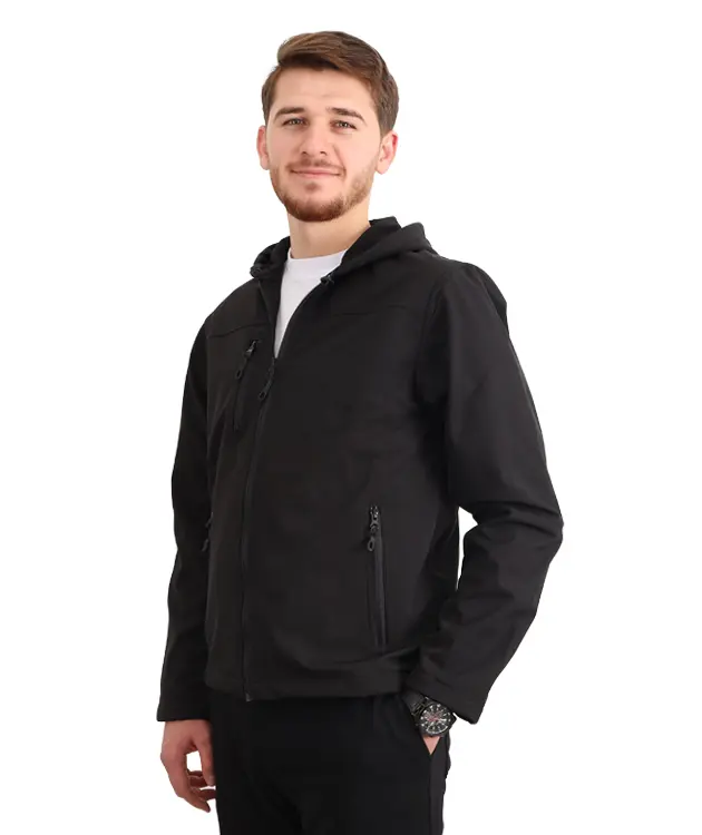 Kap&uuml;şonlu Softshell Ceket - ZNBKSFTSCKT-Siyah-2